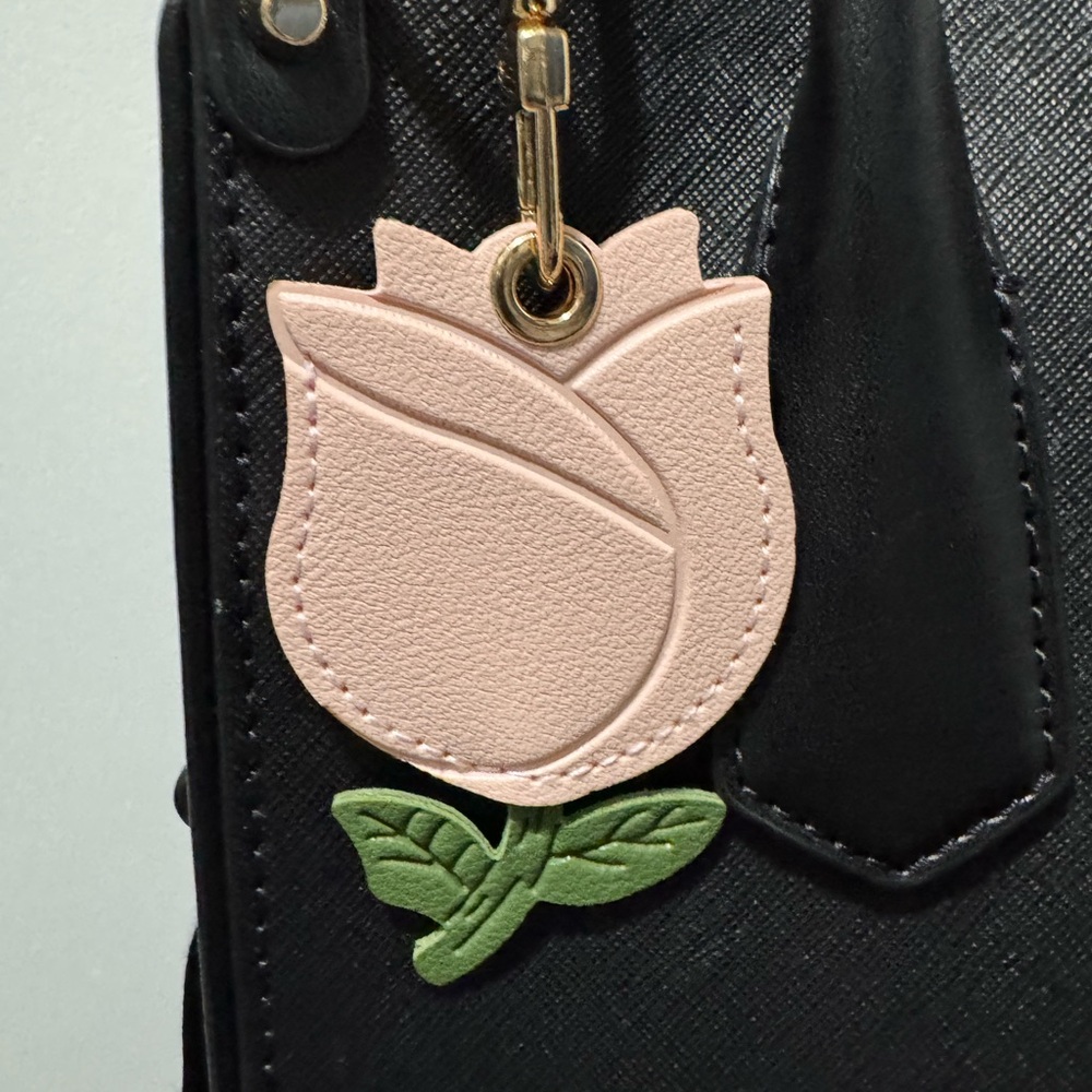 Pink Rose Leather Bag Charm